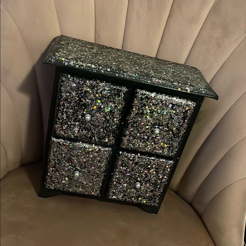 Mini Sparkling Black Storage Cabinet